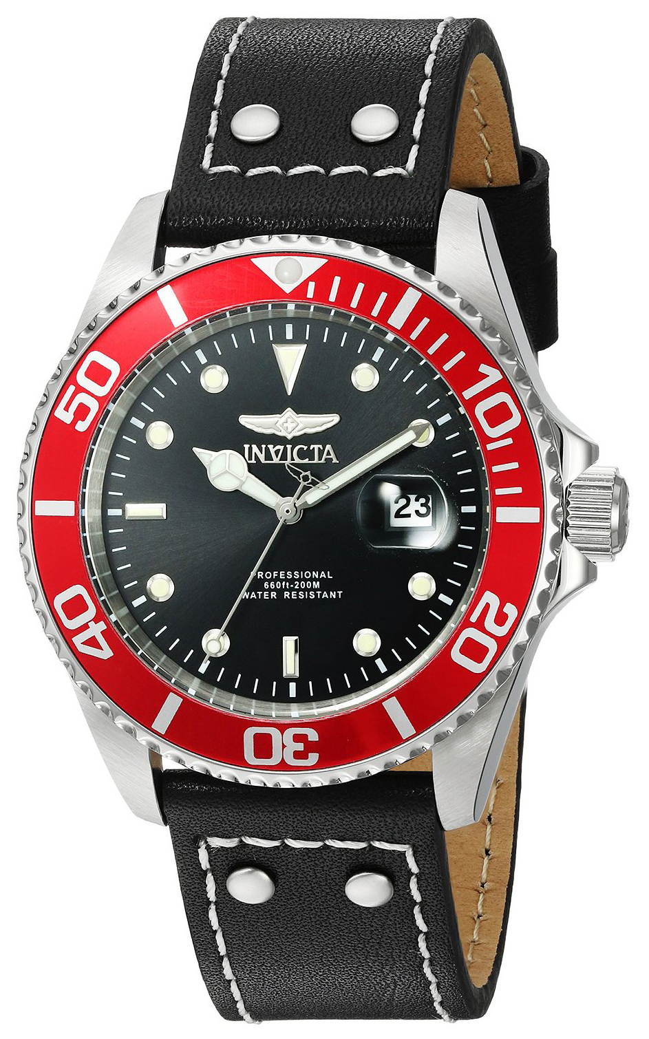 Invicta Pro Diver Herreklokke 22073 Sort/Lær Ø43 mm - Invicta