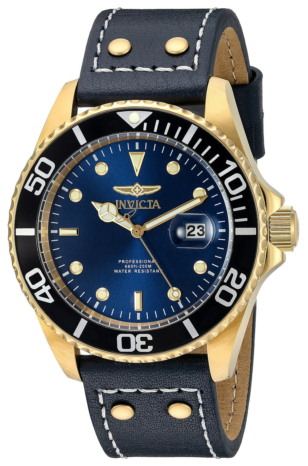 Invicta Pro Diver Herreklokke 22076 Blå/Lær Ø43 mm - Invicta