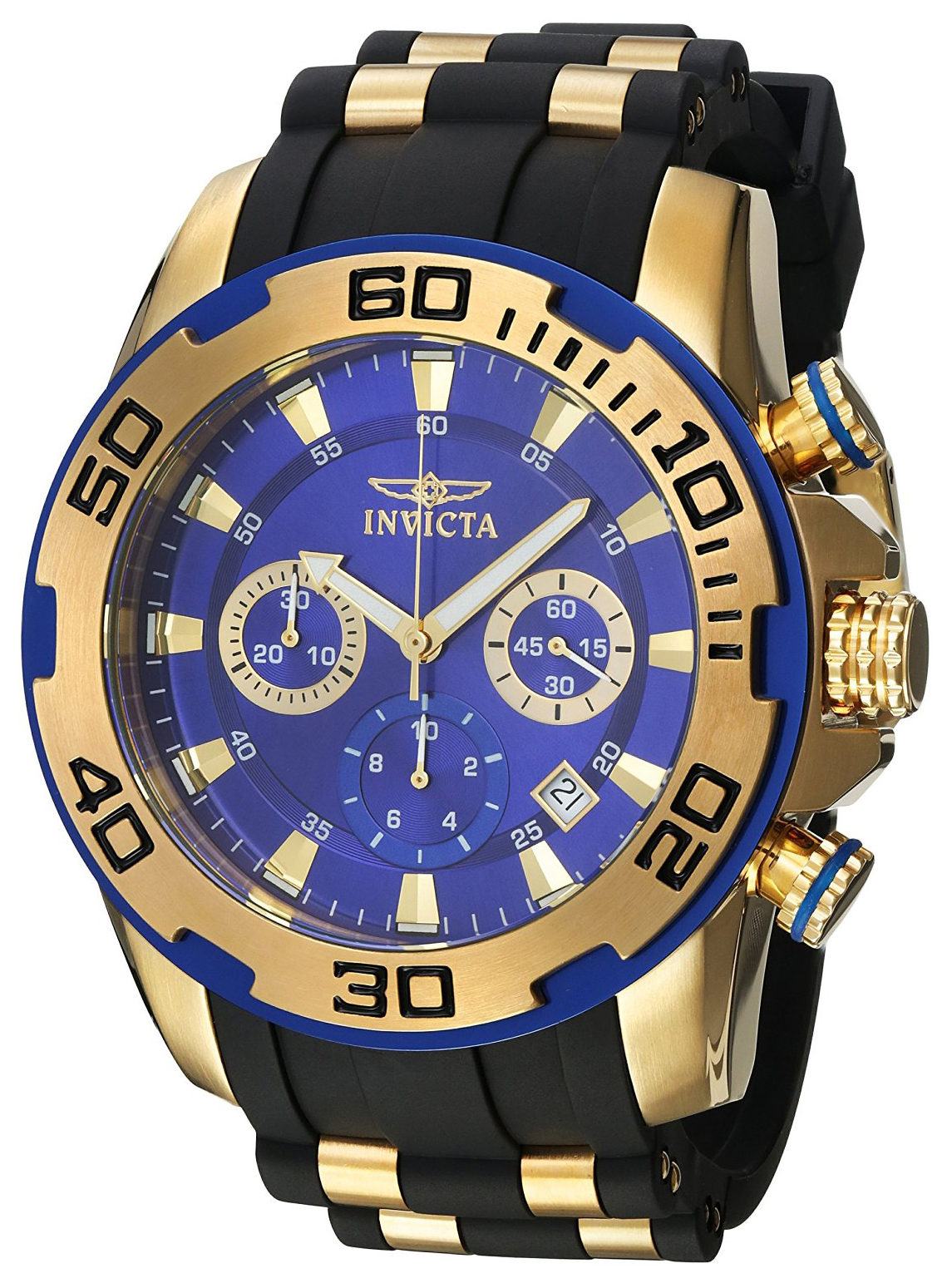 Invicta Pro Diver Herreklokke 22313 Blå/Gulltonet stål Ø50 mm - Invicta