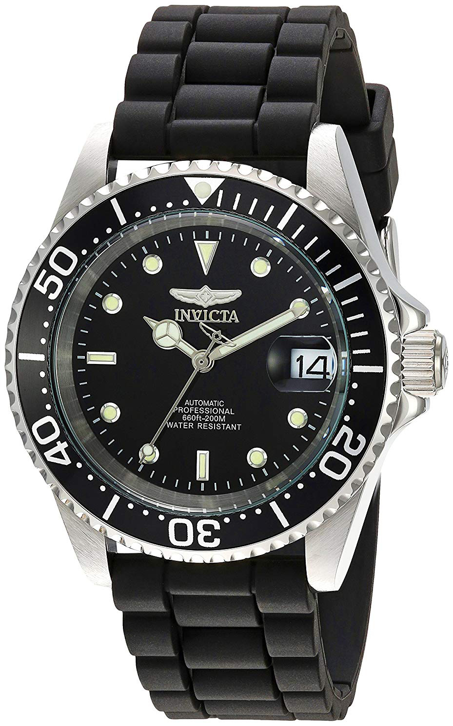 Invicta Herreklokke 23678 Pro Diver Sort/Gummi Ø40 mm