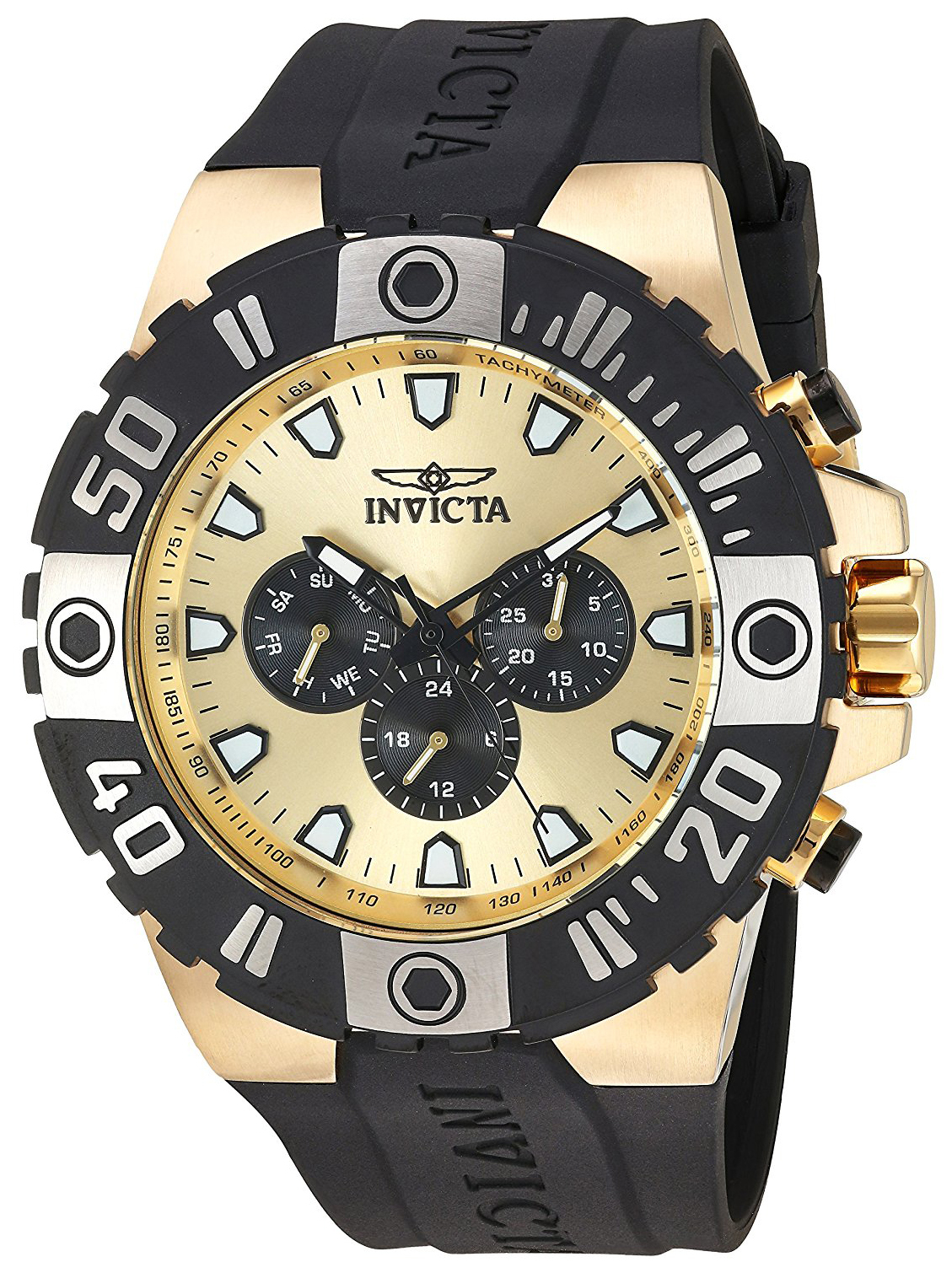 Invicta Pro Diver Herreklokke 23971 Gulltonet/Gummi Ø50 mm - Invicta