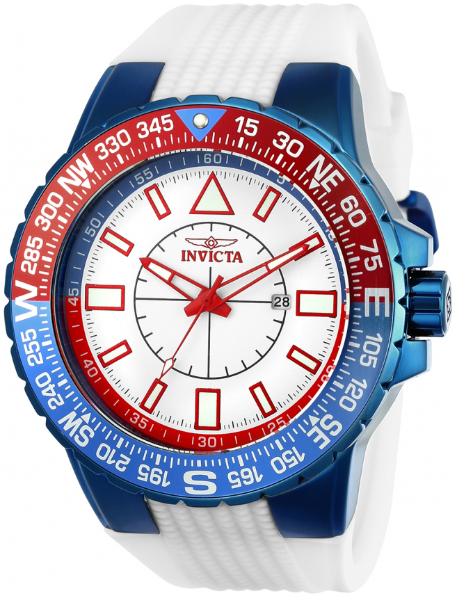 Invicta Herreklokke 23997 Aviator Hvit/Gummi Ø52 mm
