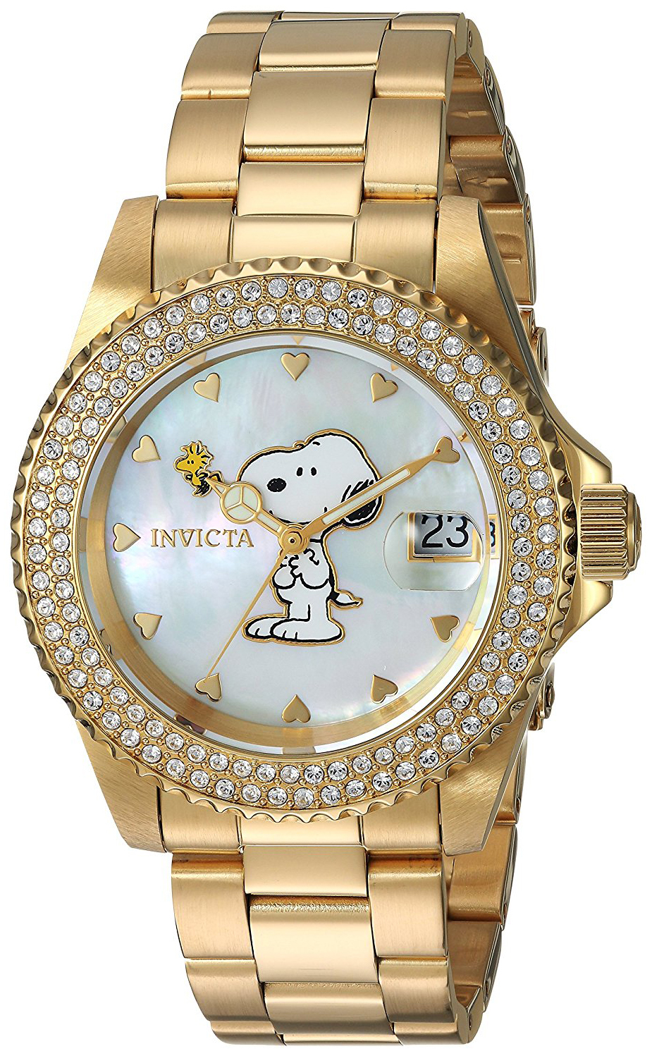 Invicta 99999 Dameklokke 24809 Hvit/Gulltonet stål Ø40 mm - Invicta