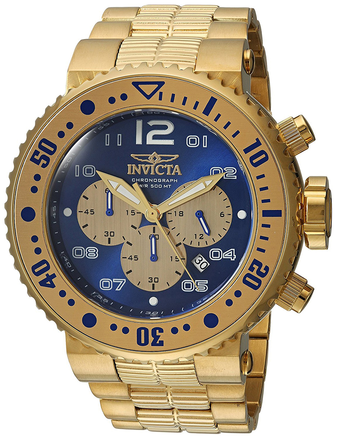 Invicta Pro Diver Herreklokke 25077 Blå/Gulltonet stål Ø52 mm - Invicta