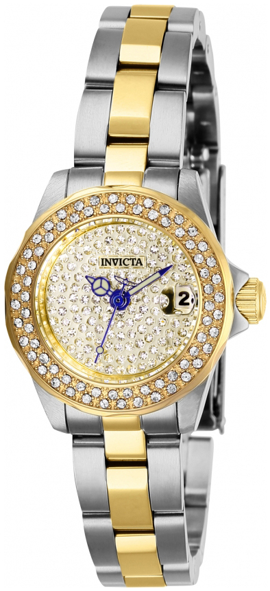 Invicta Angel Dameklokke 28455 Krystallsmykket/Gulltonet stål Ø24 mm - Invicta