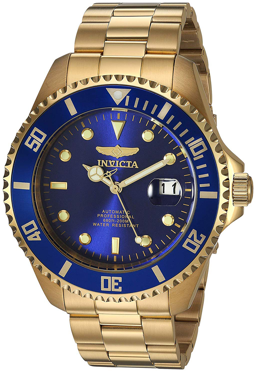 Invicta Herreklokke 28949 Pro Diver Blå/Gulltonet stål Ø47 mm