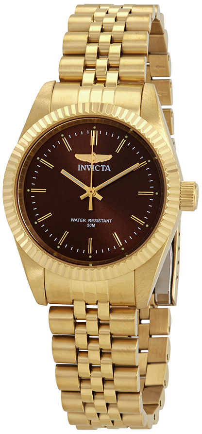 Invicta Specialty Dameklokke 29410 Brun/Gulltonet stål Ø36 mm - Invicta