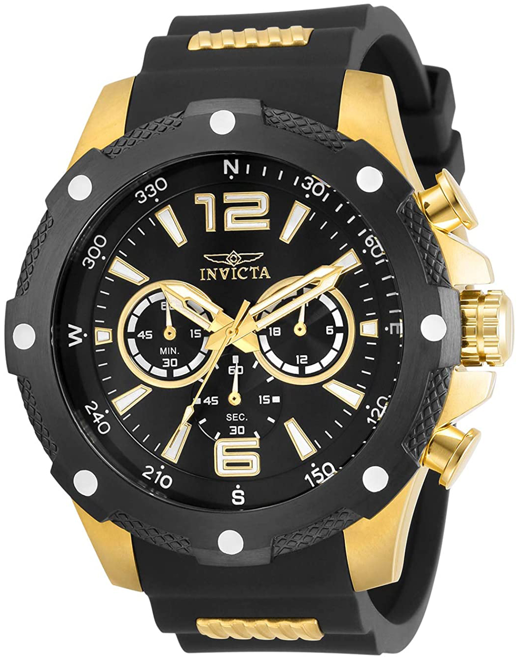 Invicta Herreklokke 30769 I-Force Sort/Gulltonet stål Ø50 mm