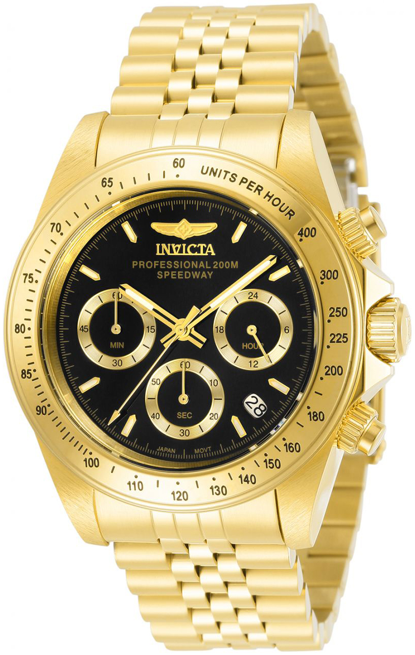 Invicta Herreklokke 31001 Speedway Sort/Gulltonet stål Ø39.5 mm