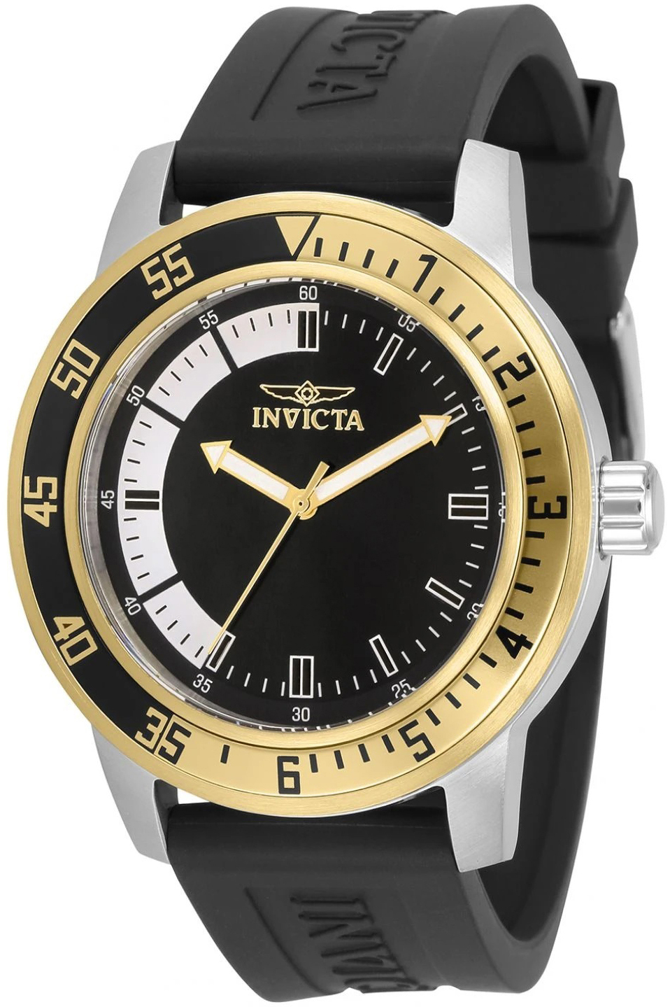 Invicta Herreklokke 34097 Sort/Gummi Ø45 mm