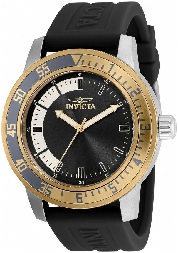 Invicta Herreklokke 35681 Specialty Sort/Gummi Ø45 mm