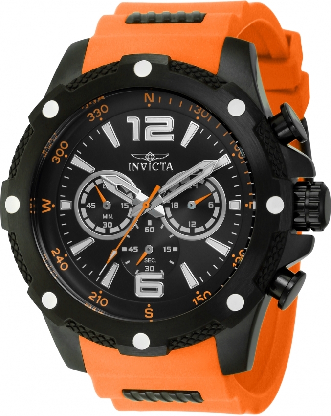 Invicta Herreklokke 43002 I-Force Sort/Gummi Ø50 mm