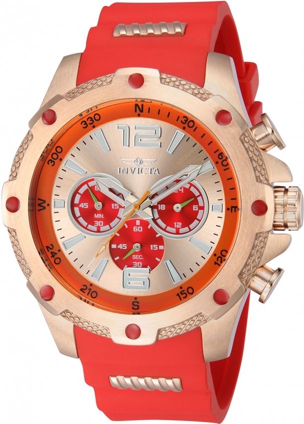 Invicta Herreklokke 43004 I-Force Rosegullfarget/Gummi Ø50 mm