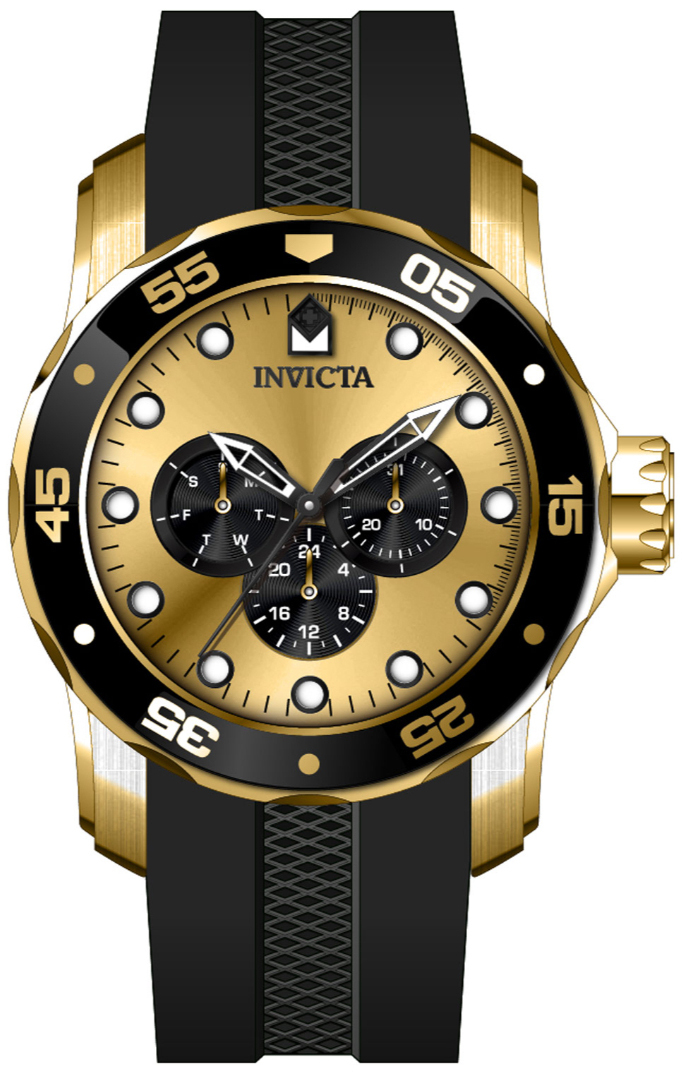 Invicta Herreklokke 45719 Pro Diver Gull/Gummi Ø48 mm