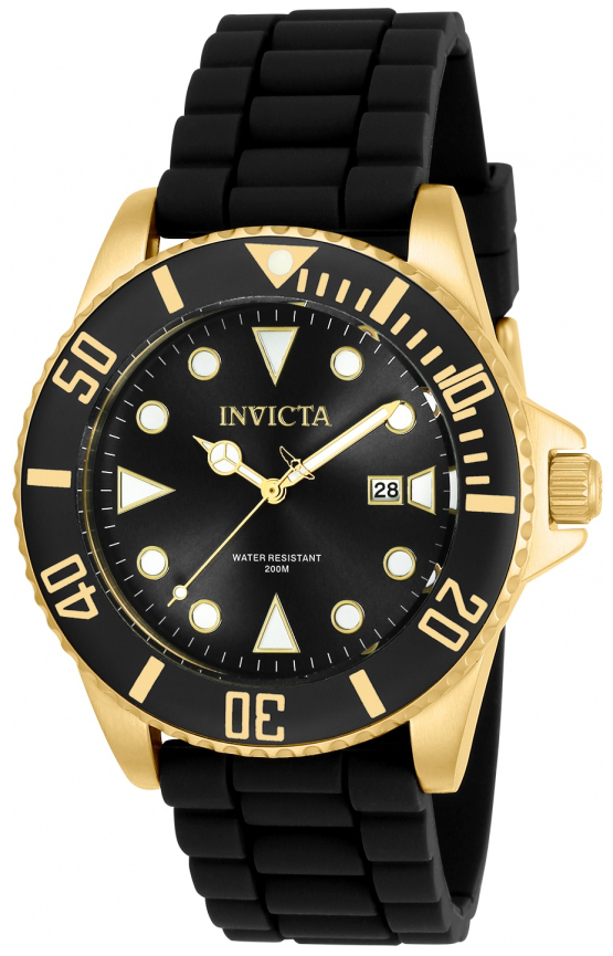 Invicta Pro Diver Herreklokke 90303 Sort/Gummi Ø44 mm - Invicta