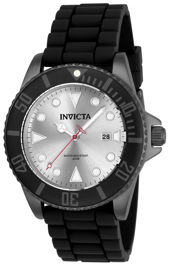 Invicta Pro Diver Herreklokke 90307 Sølvfarget/Gummi Ø44 mm - Invicta