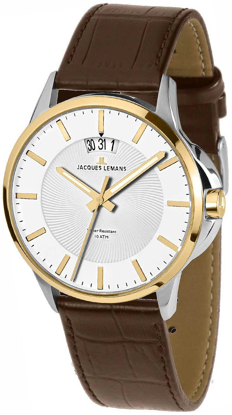 Jacques Lemans Herreklokke 1-1540H Sydney Sølvfarget/Lær Ø42 mm