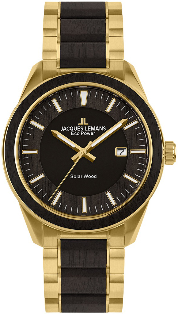 Jacques Lemans 1-2116J Eco Power Solar Brun/Gulltonet stål Ø40 mm