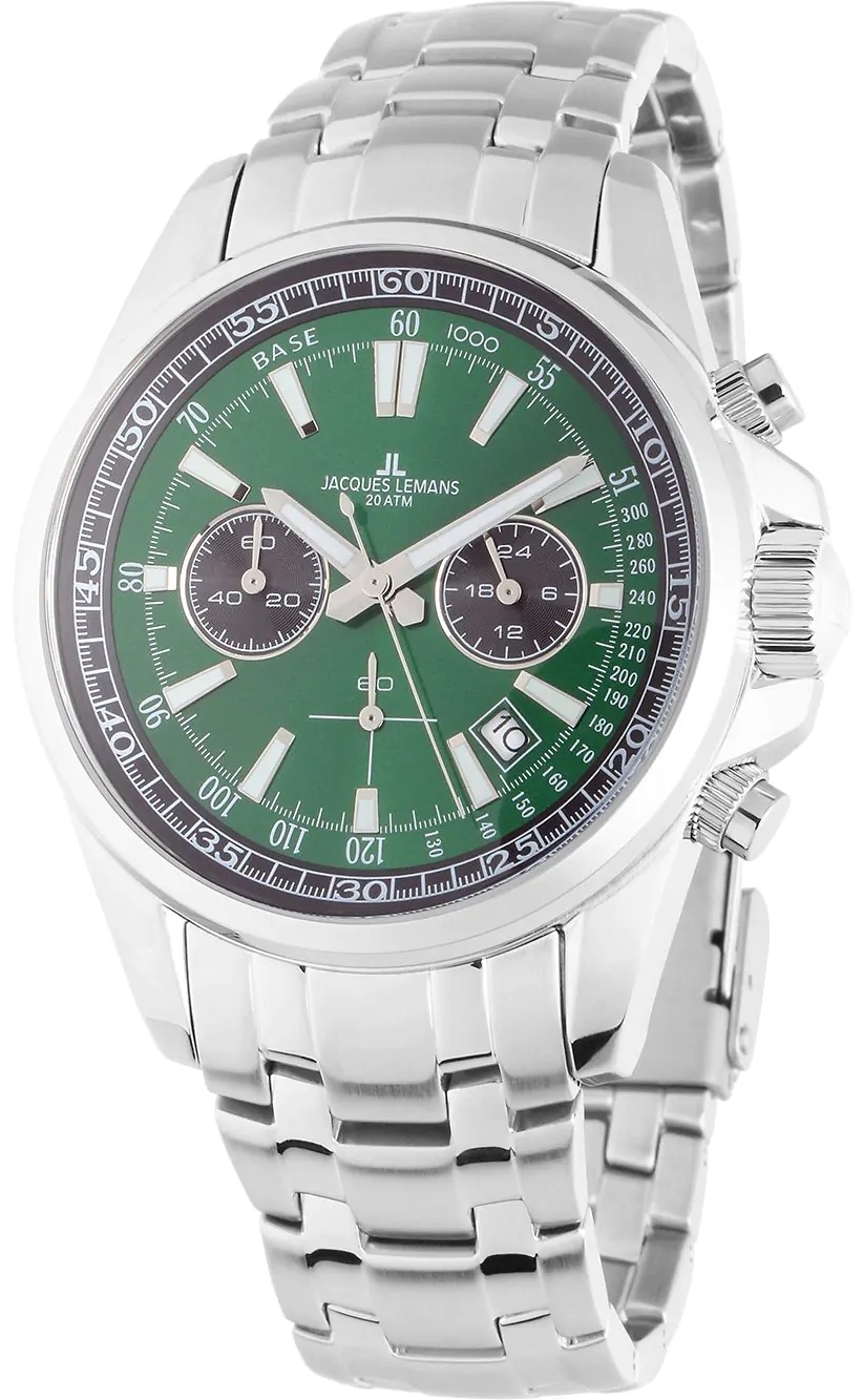 Jacques Lemans Herreklokke 1-2117ZD Liverpool Grønn/Stål Ø44 mm