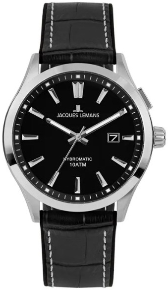 Jacques Lemans Herreklokke 1-2130A Hybromatic Sort/Gummi Ø43 mm