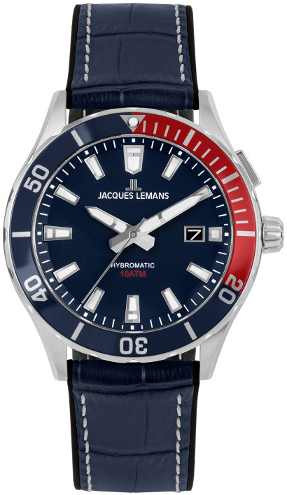 Jacques Lemans Herreklokke 1-2131B Hybromatic Blå/Gummi Ø40 mm