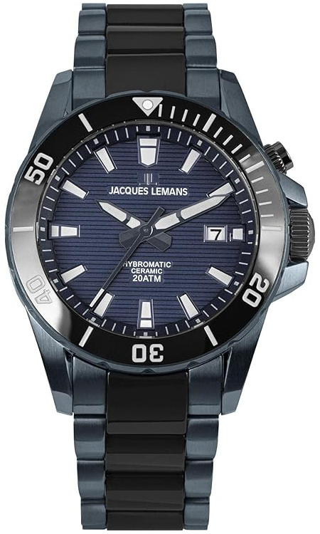 Jacques Lemans Herreklokke 1-2222B Hybromatic Blå/Keramik Ø42 mm