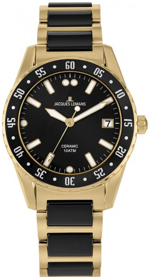 Jacques Lemans Herreklokke 42-10G Liverpool Sort/Keramik Ø42 mm