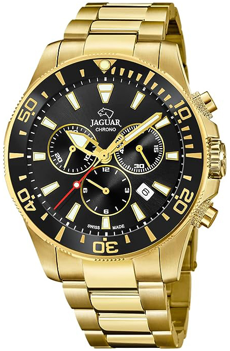 Jaguar Herreklokke J864/3 Executive Sort/Gulltonet stål Ø43.5 mm