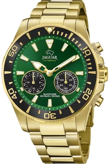 Jaguar Herreklokke J899/1 Connected Grønn/Gulltonet stål Ø45.7 mm