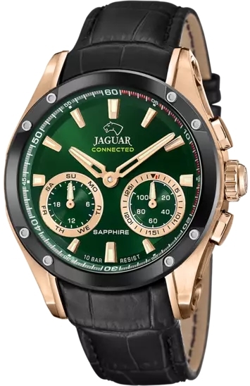 Jaguar Herreklokke J959/2 Connected Grønn/Lær Ø45 mm