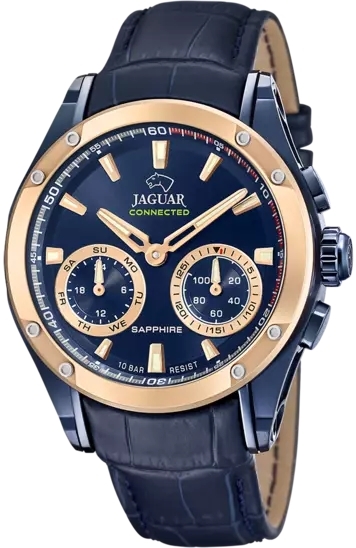 Jaguar Herreklokke J960/1 Connected Blå/Lær Ø45 mm