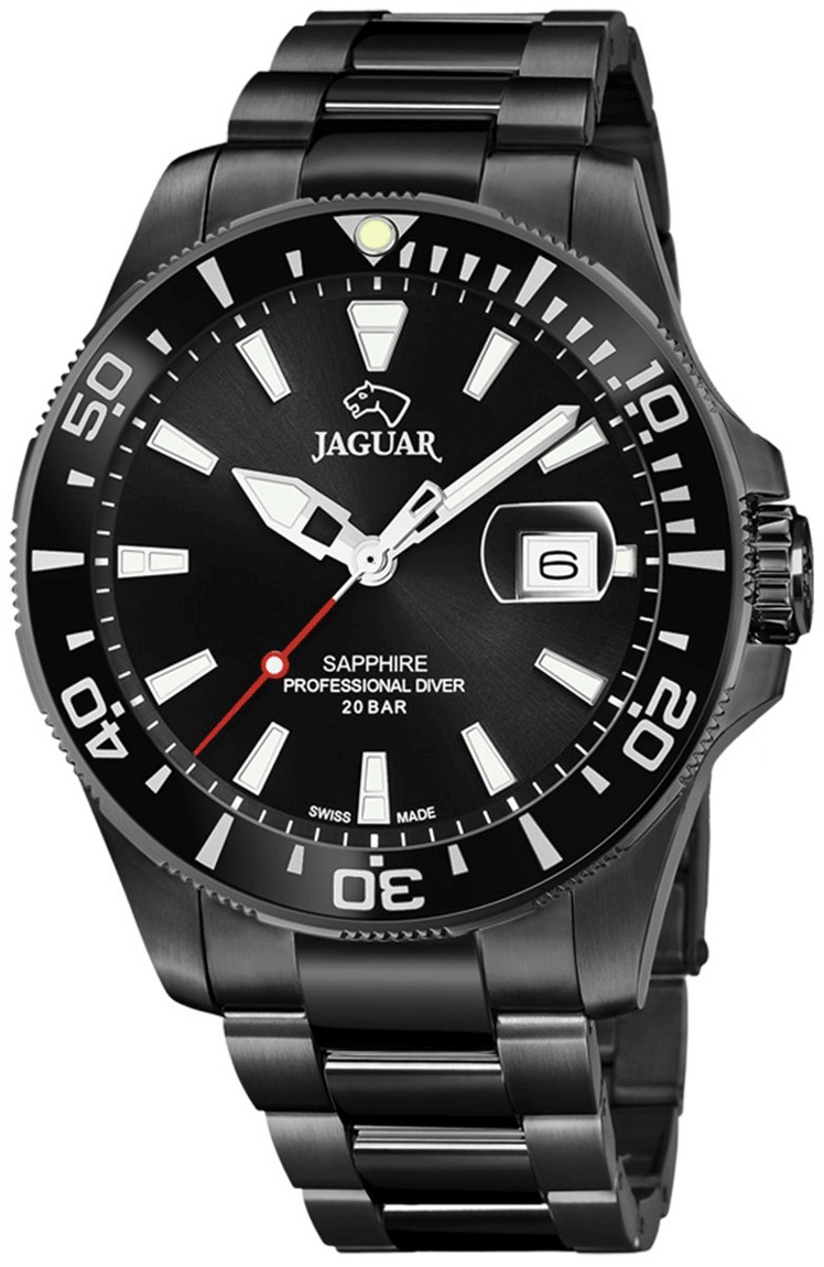 Jaguar Herreklokke J989/1 Executive Sort/Stål Ø43.5 mm