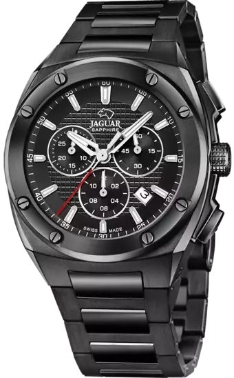 Jaguar Herreklokke J992/1 Executive Sort/Stål Ø44.5 mm