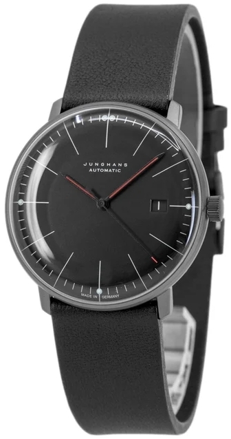 Junghans Herreklokke 27/4308.02 Max Bill Sort/Lær Ø38 mm