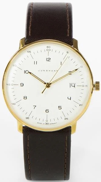Junghans 41/7872.02 Max Bill Hvit/Lær Ø38 mm
