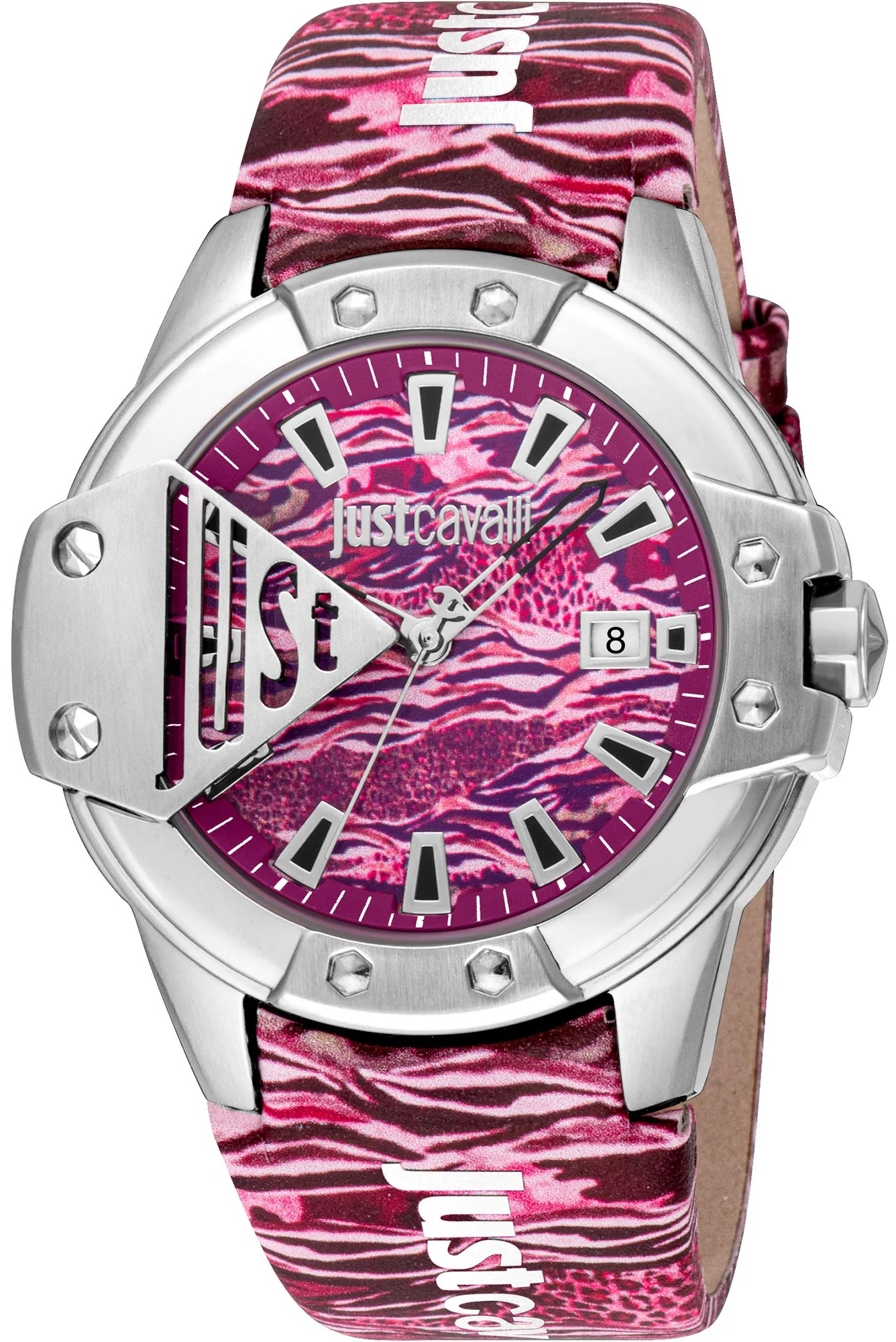 Just Cavalli Herreklokke JC1G260L0015 Young Scudo Lilla/Lær Ø44 mm