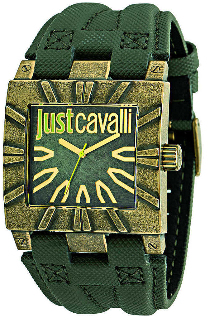 Just Cavalli Timesquare Herreklokke R7251585503 Grønn/Lær