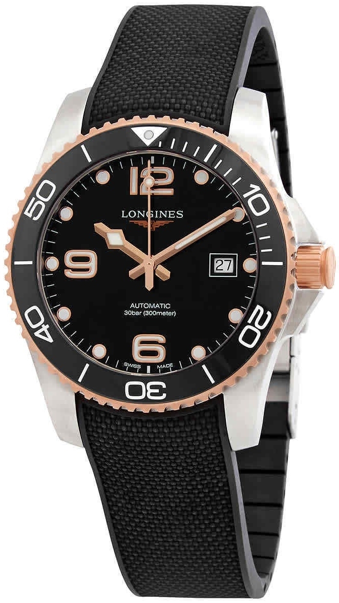 Longines Herreklokke L3.781.3.58.9 HydroConquest Sort/Gummi Ø41 mm