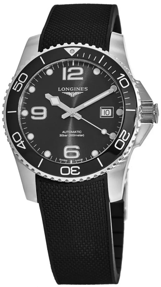 Longines Herreklokke L3.781.4.56.9 Hydroconquest Sort/Gummi Ø41 mm