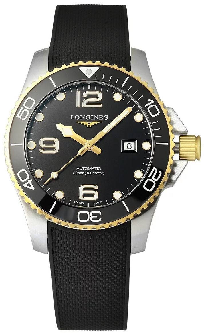 Longines Herreklokke L3.782.3.56.9 HydroConquest Sort/Gummi Ø43 mm