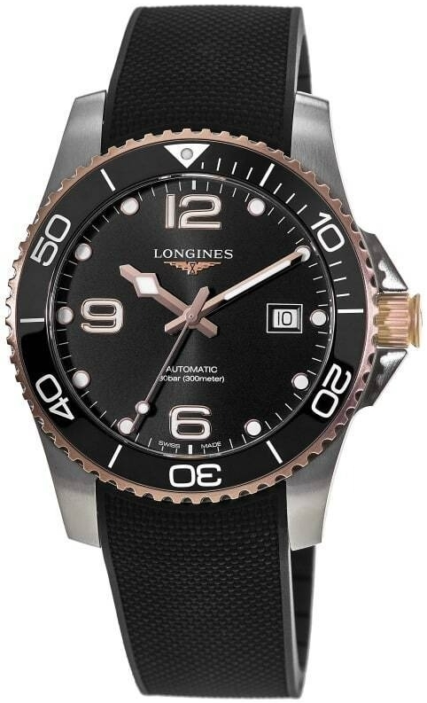 Longines Herreklokke L3.782.3.58.9 HydroConquest Sort/Gummi Ø43 mm
