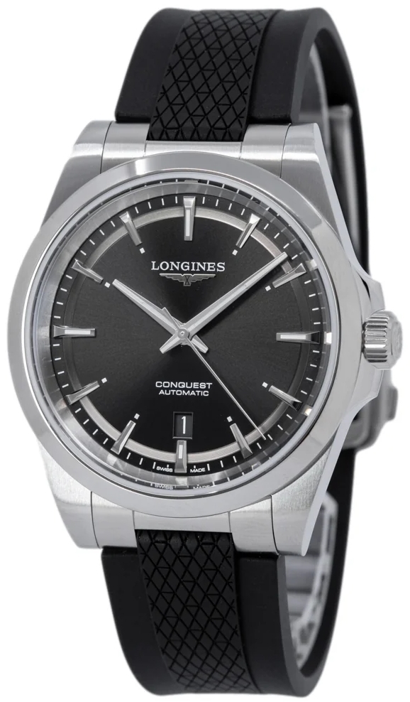 Longines Herreklokke L3.830.4.52.9 Conquest Sort/Gummi Ø41 mm