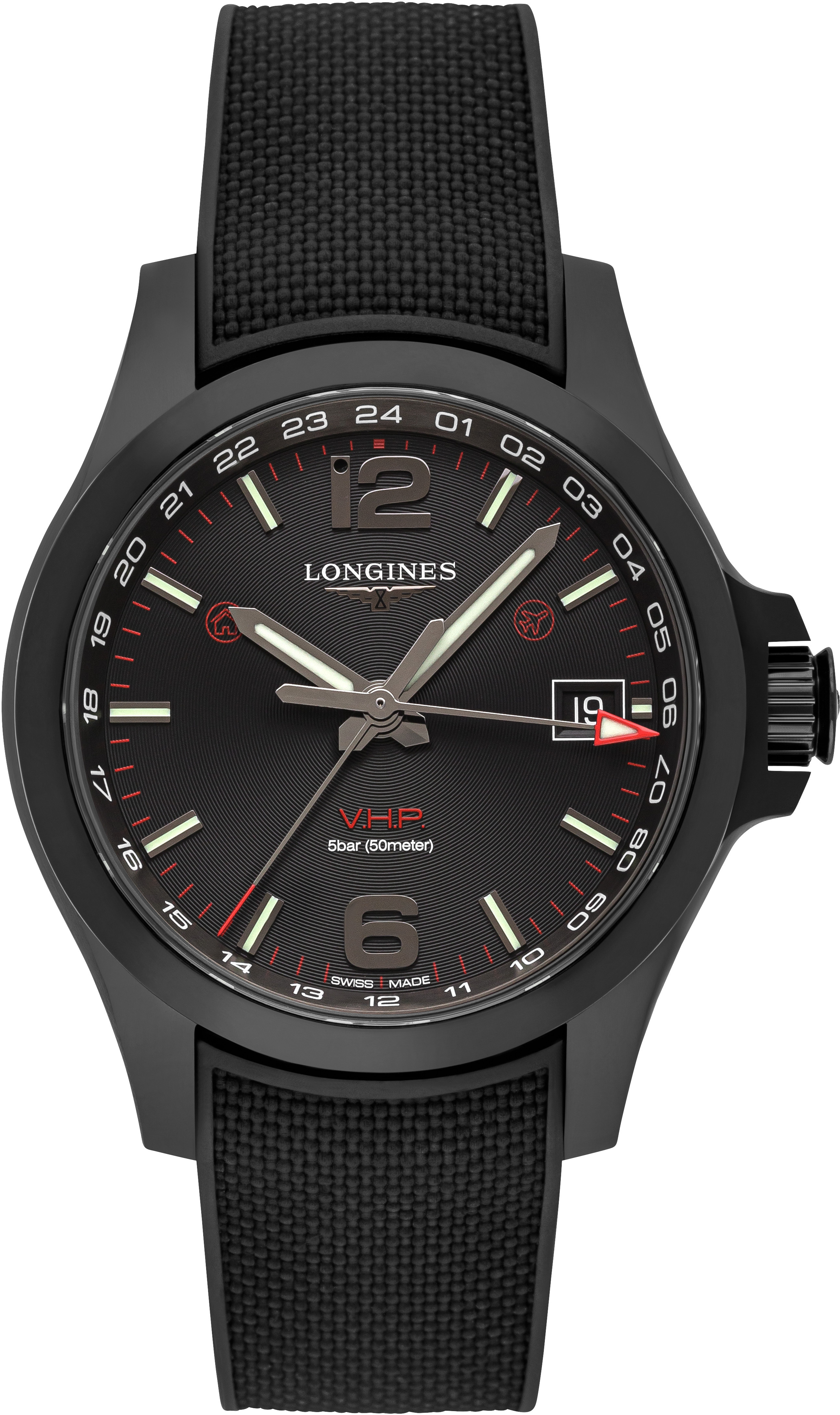 Longines Conquest V.H.P. Herreklokke l3.718.2.56.9 Sort/Gummi Ø41 mm - Longines