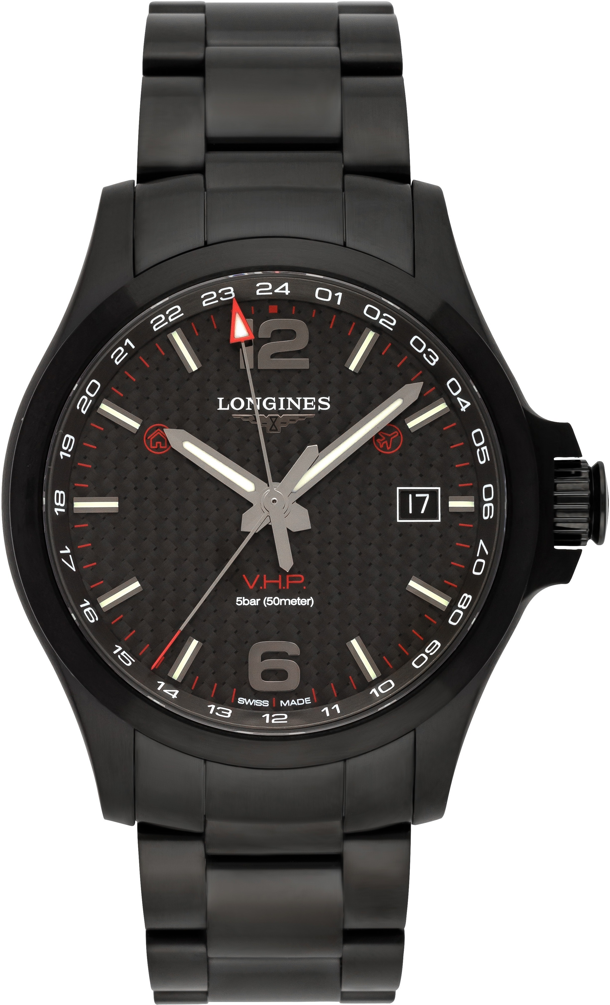 Longines Conquest V.H.P. Herreklokke l3.728.2.66.6 Sort/Stål Ø43 mm - Longines