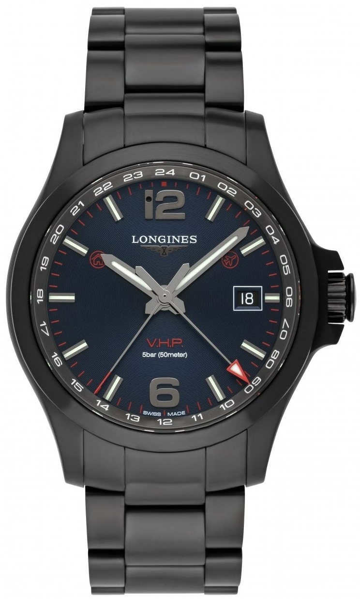 Longines Conquest V.H.P. Herreklokke l3.728.2.96.6 Blå/Stål Ø43 mm - Longines