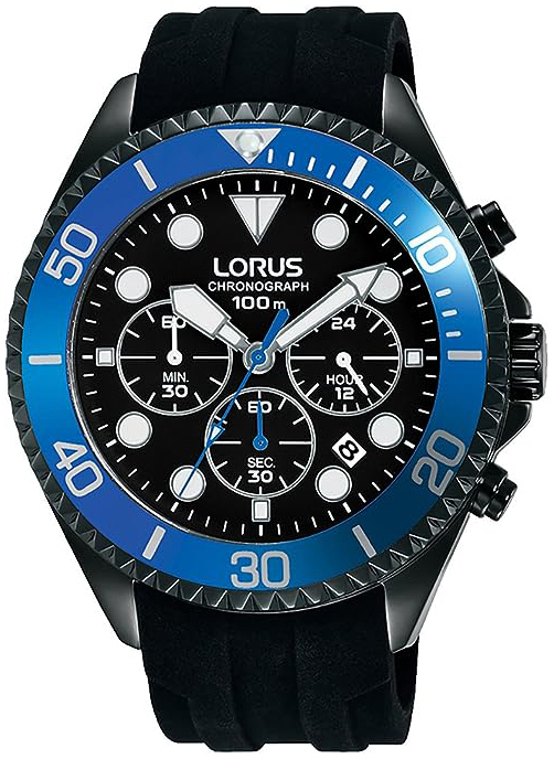 Lorus Herreklokke RT323GX9 Sports Sort/Gummi Ø43 mm