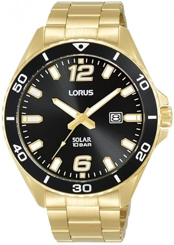 Lorus Herreklokke RX366AX9 Solar Sort/Gulltonet stål Ø42 mm