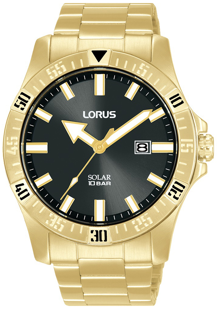 Lorus Herreklokke RX382AX9 Solar Sort/Gulltonet stål Ø42 mm