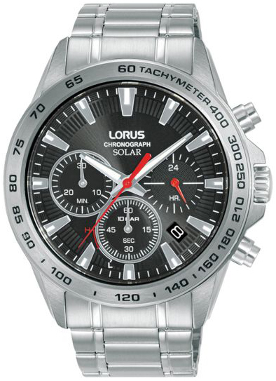 Lorus Herreklokke RZ501AX9 Solar Sort/Stål Ø43.8 mm