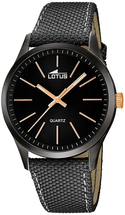 Lotus Herreklokke 18165/2 Minimalist Sort/Lær Ø42 mm